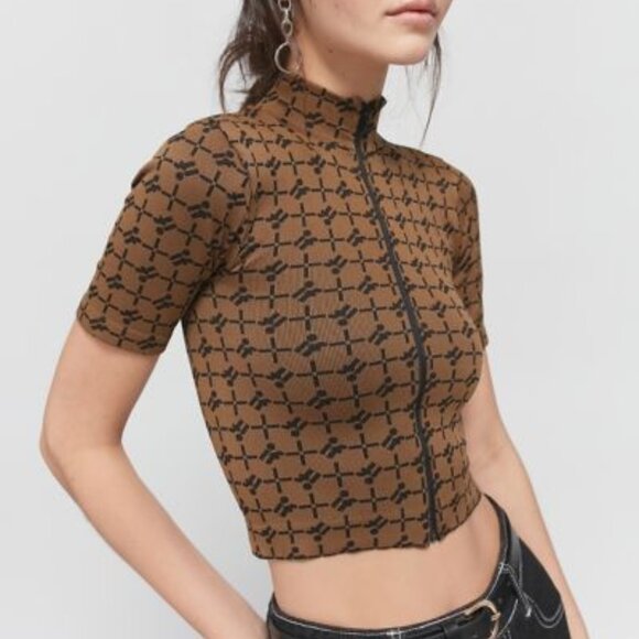 iets frans Geo Print Zip-Front Top - Picture 3 of 6